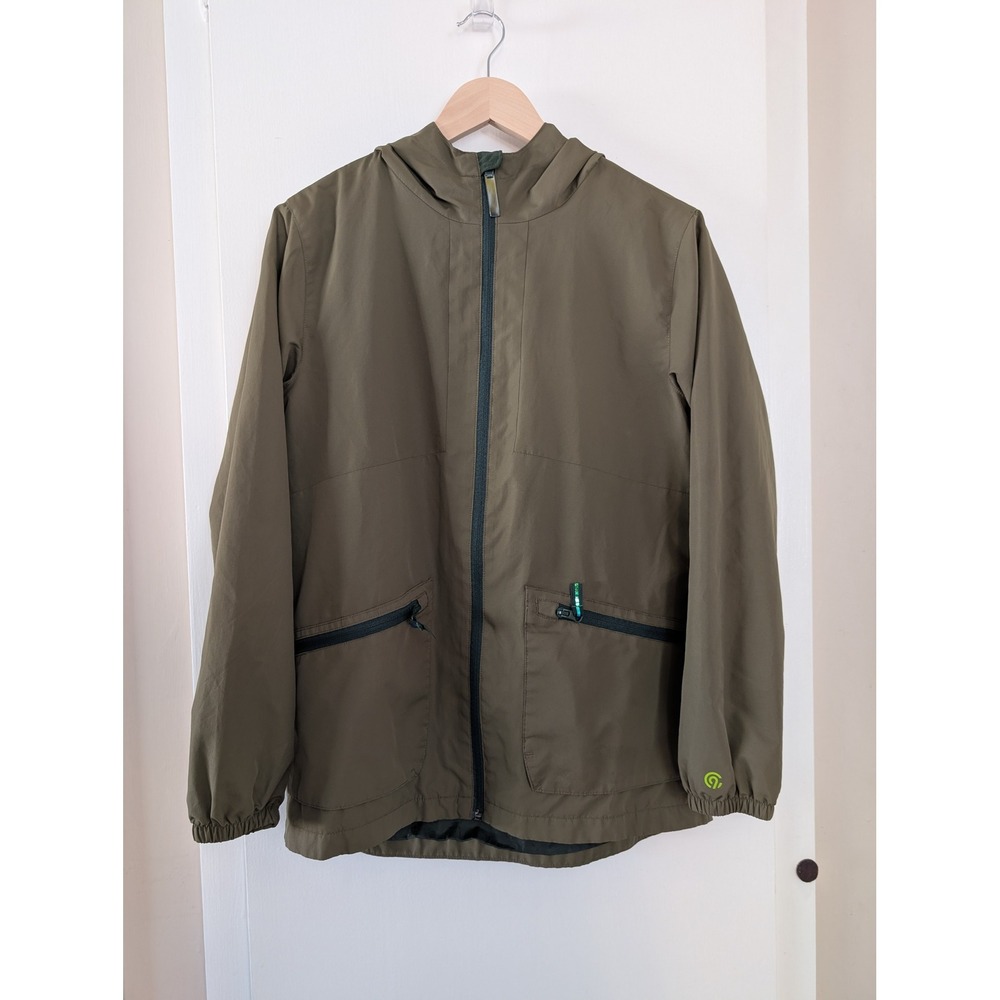 Champion Womens L Olive Green Hooded Windbreaker Jacket Gorpcore Camping Hiking